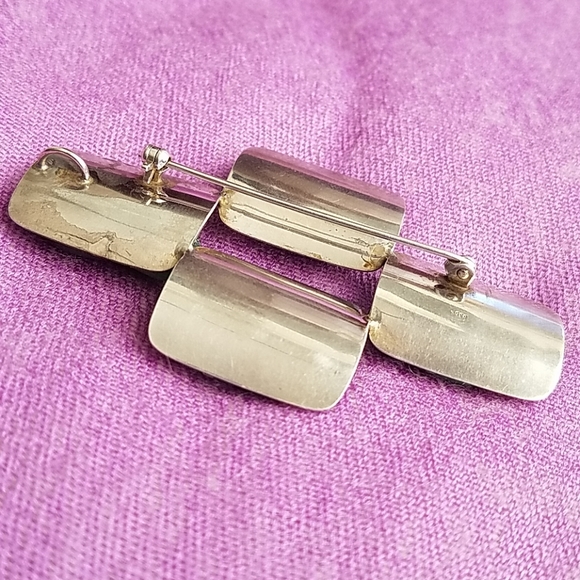 VINTAGE STERLING JADE BROOCH/PENDANT - Picture 4 of 8